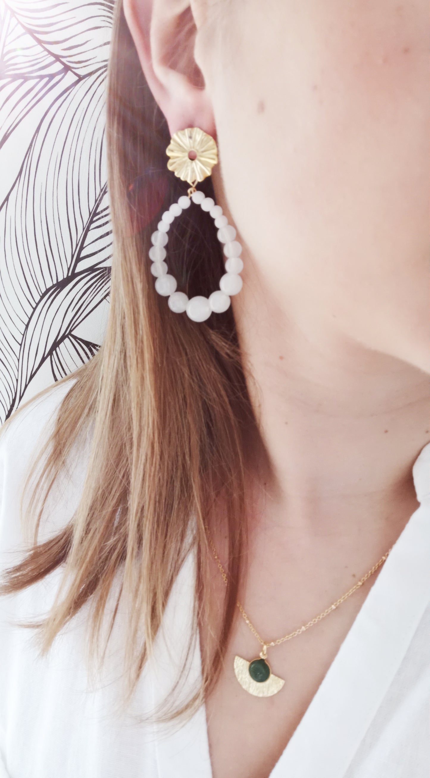 Boucles d'oreilles Marguerite blanc