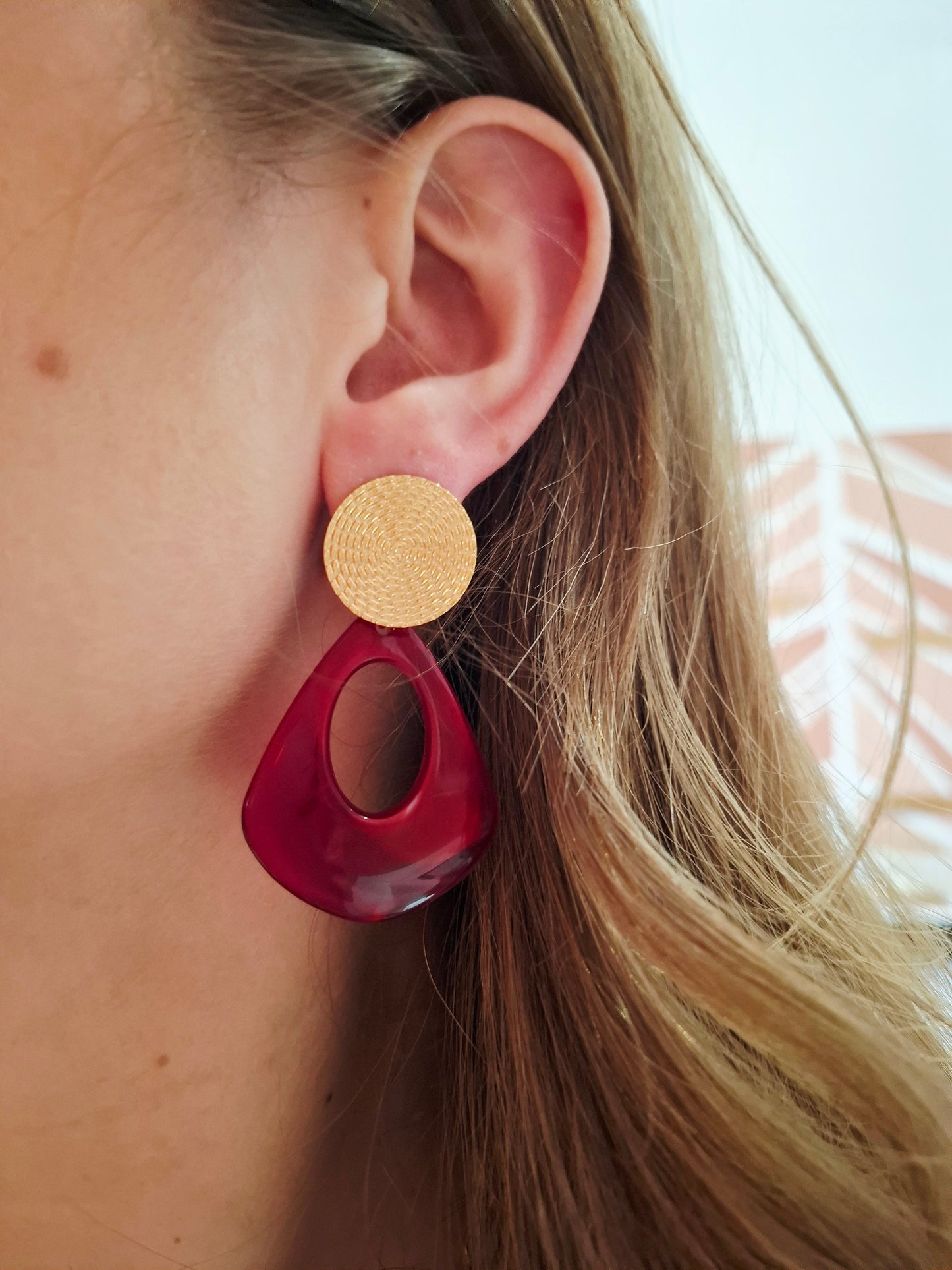 Boucles d'oreilles Coline rouge bordeaux