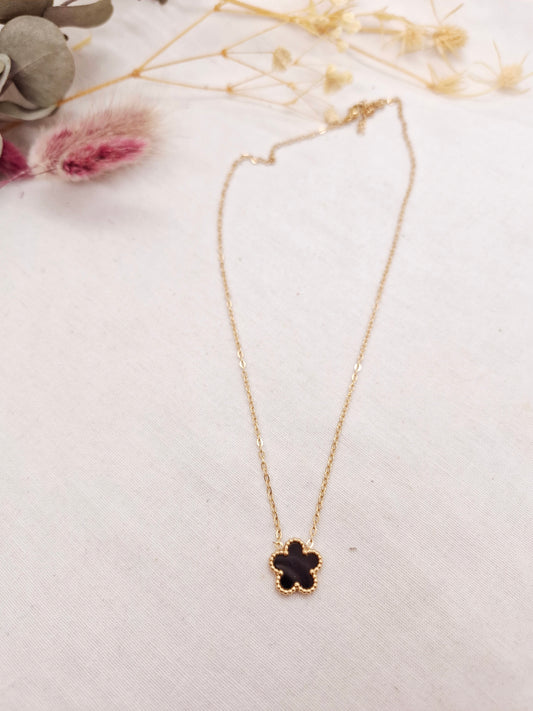 Collier fleur noir