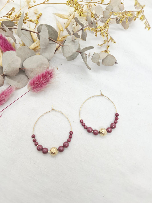 Boucles d'oreilles Constance bordeaux