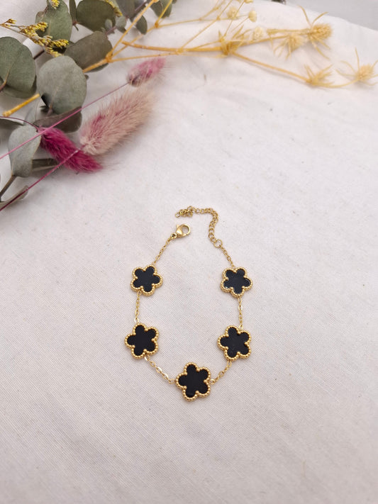 Bracelet fleurs noires