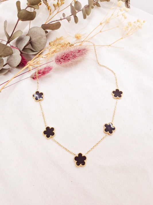 Collier fleurs noir