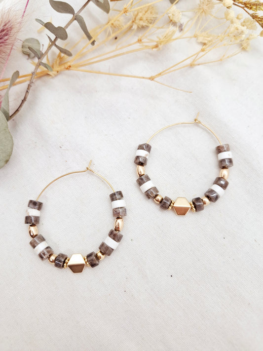 Boucles créoles Myrtille grises