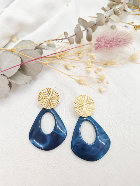 Boucles d'oreilles Coline bleues canard